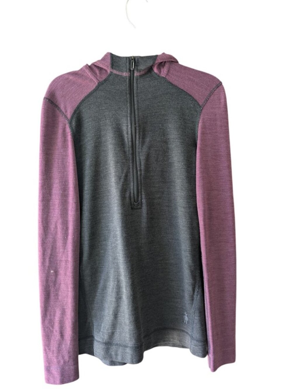 Smartwool Merino 250 Base Layer Quarter Zip Hoodie Women's Small Gray and Purple